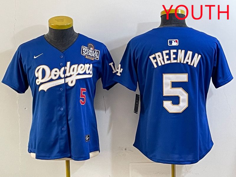 Youth Los Angeles Dodgers #5 Freeman Blue Gold Game 2025 Nike MLB Jersey style 4->youth mlb jersey->Youth Jersey